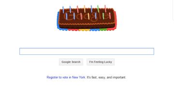 Así luce la página de Google hoy, día de su aniversario número 14.