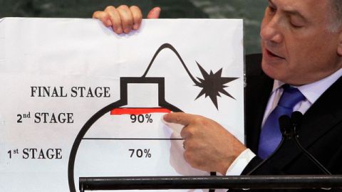 Con este  dibujo Benjamin Netanyahu,  entró a la galería de los momentos destacados de las Naciones Unidas.