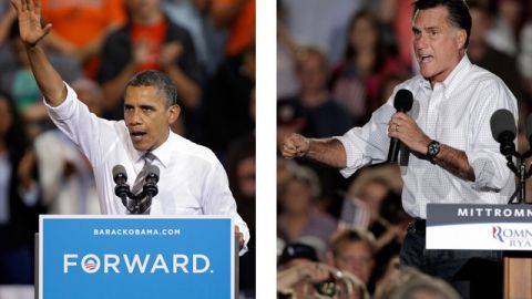 El presidente Barack Obama y el candidato republicano Mitt Romney en intensa recaudación de fondos antes del debate del miércoles.