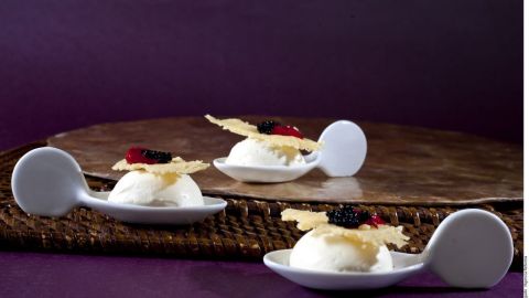 Mousse de queso de cabra.