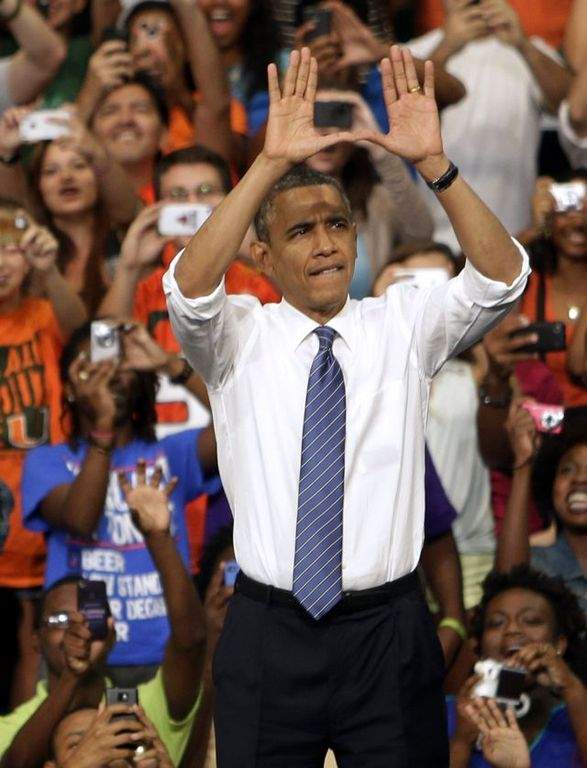 Obama estuvo muy relajado frente a la audiencia de Florida, estado donde busca seducir a los indecisos.
