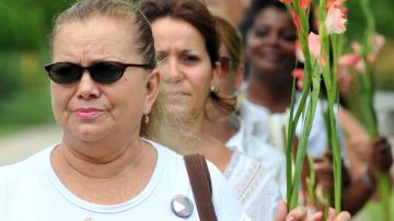 Laura Pollán, aparece durante  una protesta relizadaen la Habana, Cuba.