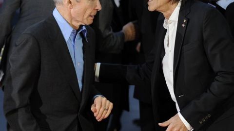 Los Rolling Stones hoy en Londres en el estreno de su documental "Crossfire Hurricane".