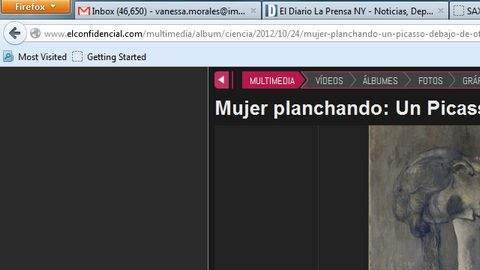 "Mujer planchando" fue donado en 1978 al Museo Guggenheim y actualmente se exhibe en la muestra "Picasso Blanco y Negro", abierta hasta el 22 de enero.