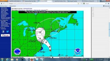 Trayectoria estimada del huracán “Sandy” de acuerdo con su posición a las 11:00 p.m. del domingo.