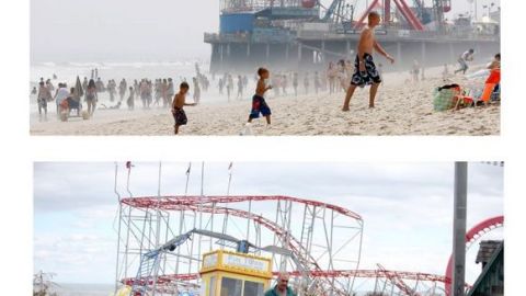 Vistazo al antes de Sandy y el después en uno de los muelles de SeaSide Heights, Nueva Jersey.