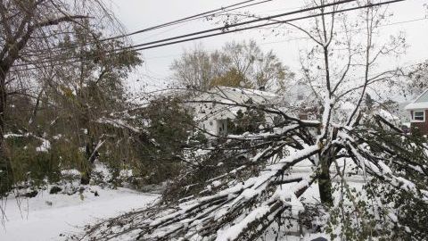 Firmo Banez camina cabizbajo por su vecindario en Elmont, Nueva York, donde permanecen sin servicio de energía.