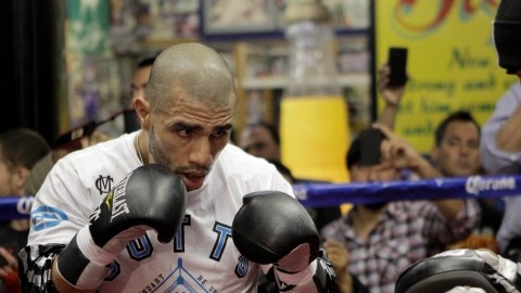 Miguel Angel Cotto en su entrenamiento de ayer en gimnasio Gleason de Brooklyn.