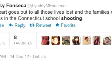 Un "tuit" relacionado con la matanza en la Escuela Primaria Sandy Hook, en Connecticut.