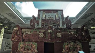 Una réplica del templo maya Rosalila, ubicada en el museo de las Ruinas de Copan al occidente de Honduras.