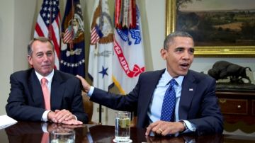 El presidente Barack Obama y el representante de la Cámara Baja John Boehner.