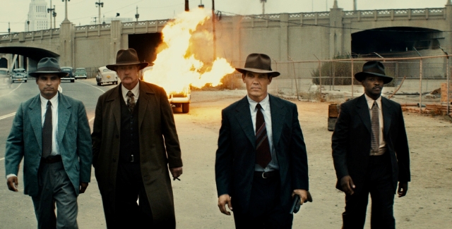 Michael Peña, Robert Patrick, Josh Brolin y Anthony Mackie en 'Gangster Squad'.