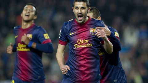 El delantero David Villa colaboró con dos anotaciones en la goleada del Barcelona