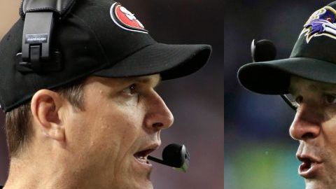 Será Harbaugh vs Harbaugh cuando el hermano mayor John (d) al frente de los Ravens, se enfrente al hermano menor Jim (i), que dirige a los 49ers de San Francisco en el Super Bowl de la NFL.