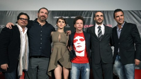 El productor Marco Polo Constandse (de izda. a dcha.) , el actor Hernán Mendoza, la actriz Tessa Ia, el director Michel Franco, y los productores Moises Zonana y Billy Rovzar, en la presentación de la película "Después de Lucia".