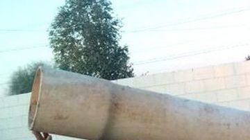 El cañón decomisado en la ciudad de Mexicali es capaz de lanzar droga a 400 metros de distancia.