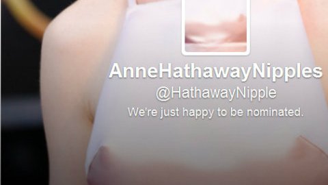 En Twitter fue creada una cuenta de los pezones de Anne Hathaway tan pronto la actriz llegó a la alfombra roja de los premios Oscar.