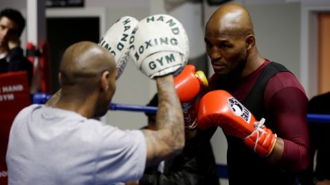 Bernard Hopkins durante una sesión de entrenamiento en Filadelfia.