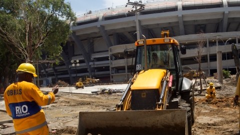 La remodelación del Estadio Maracaná se vio detenida el miércoles pasado debido a la  inundación causada por una tormenta.