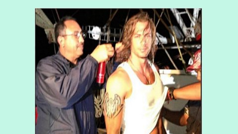 William Levy publicó en Twitter esta foto, borrosa, sobre su imagen durante la grabación de "La Tempestad".