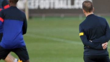 El agresor era un hincha iraquí del club de fútbol Barcelona.  En la foto, jugadores del FC Barcelona durante un entrenamiento en la Ciutat Esportiva Joan Gamper.