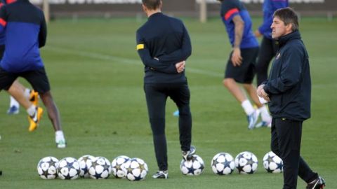 El agresor era un hincha iraquí del club de fútbol Barcelona. En la foto, jugadores del FC Barcelona durante un entrenamiento en la Ciutat Esportiva Joan Gamper.