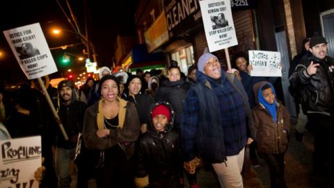 Manifestantes en la zona de Flatbush, Brooklyn.