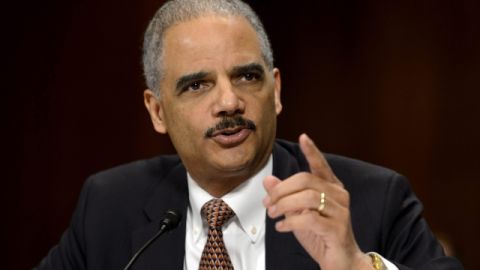 El fiscal general de EEUU, Eric Holder, cuando pronunciaba un discurso ante el Comité Judicial del Senado.