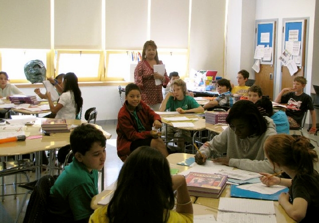 Un salón de clases de español en la Brooklyn Prospect Charter School.