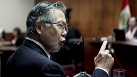 Alberto Fujimori en  una intervención cuando se realizó el juicio en su contra.