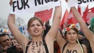 Jóvenes del grupo Femen en una protesta en Alemania.