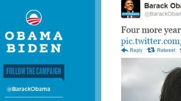 El presidente de EEUU, Barack Obama, abraza a su esposa Michelle en una fotografía que colgó en su cuenta de Twitter tras conocer su victoria en las elecciones presidenciales.