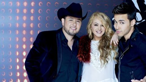 Paulina Rubio, Prince Royce y Roberto Tapia, durante las grabaciones de "La Voz Kids".