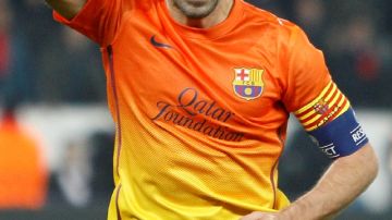 Xavi Hernández festeja el segundo gol del Barcelona frente al PSG.