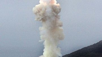 El cohete interceptor lanzado en enero desde la Base de Vanderberg. EEUU.