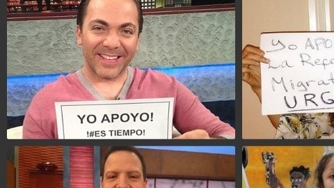 Y entre las estrellas, al centro, la imagen de una menor hispana que lucha por un futuro de igualdad en los Estados Unidos.