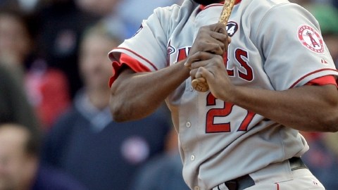 El dominicano Vladimir Guerrero cuando defendía a los Angelinos.
