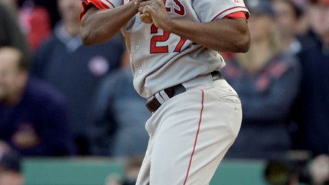 El dominicano Vladimir Guerrero cuando defendía a los Angelinos.
