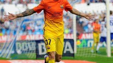 El joven Cristian Tello recibió la oportunidad para iniciar como titular  con el Barsa, y respondió con un doblete sobre el Zaragoza, ayer.