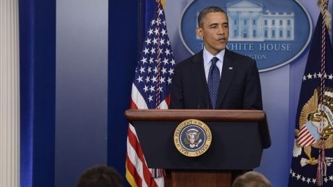 El presidente de EE.UU., Barack Obama, habla durante una conferencia de prensa en Washington DC, sobre las explosiones en Boston.