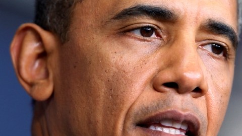 President Barack Obama speaks in the James Brady Press Briefing Room at the White House in Washington, Monday, April 15, 2013, following the explosions at the Boston Marathon.  (AP Photo/Manuel Balce Ceneta)