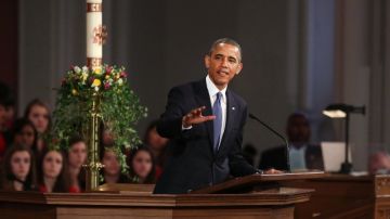 El presidente Barack Obama durante su discurso  en la ceremonia de ayer.