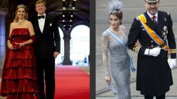 La reina de Holanda, Máxima, y la princesa de Asturias, Letizia (derecha), coincidieron en el "reciclaje" de vestidos.