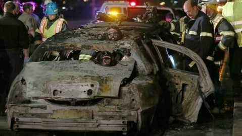 La limusina donde las nueve amigas pasaban un sábado maravilloso, quedó destruida.