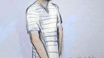 Boceto de la corte de Boston muestra al estudiante Robel Phillipos.