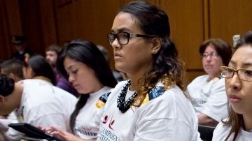 Activistas pro inmigrantes acudieron al debate del Senado sobre la reforma migratoria.