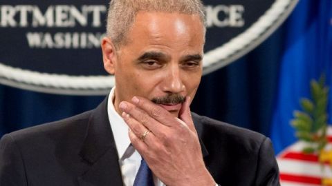 El secretario de Justicia de Estados Unidos, Eric Holder, durante la conferencia celebrada hoy.