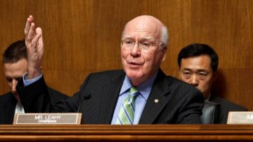 FILE - In this May 16, 2012 file photo, Senate Judiciary Committee Chairman Sen. Patrick Leahy, D-Vt. gestures during a committee hearing on Capitol Hill in Washington. The Senate on Tuesday is expected to put aside its partisan divisions to approve a renewal of the Violence Against Women Act, a law credited with protecting millions of victims of domestic violence over its 20-year history. (AP Photo/J. Scott Applewhite)