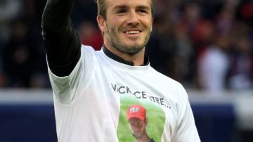 David Beckham se despidió ayer de los aficionados del Paris Saint Germain.