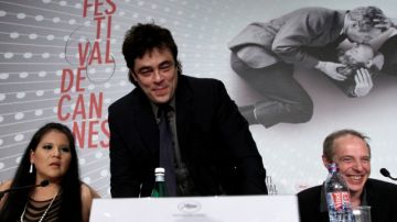 Misty Upham, Benicio Del Toro y el director  Arnaud Desplechin  en la conferencia de prensa sobre el filme.